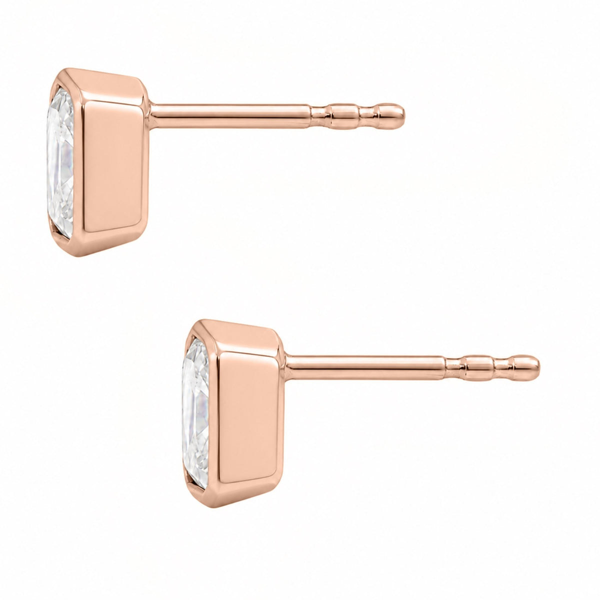 Lab-Grown Diamond Emerald-Cut Bezel Stud Earrings in 14K White Gold or 14K Yellow Gold