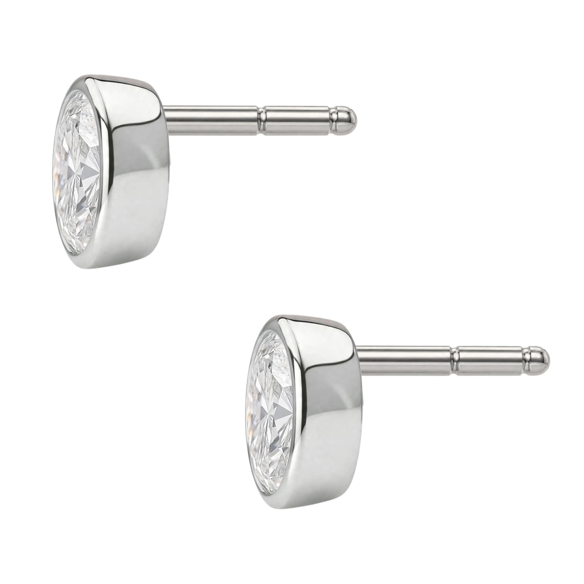 Lab-Grown Diamond Oval Bezel Stud Earrings in 14K White Gold or 14K Yellow Gold
