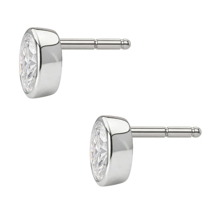 Lab-Grown Diamond Oval Bezel Stud Earrings in 14K White Gold or 14K Yellow Gold
