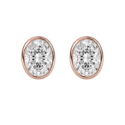 Lab-Grown Diamond Oval Bezel Stud Earrings in 14K White Gold or 14K Yellow Gold