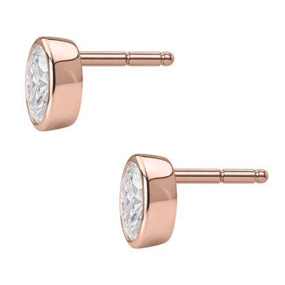 Lab-Grown Diamond Oval Bezel Stud Earrings in 14K White Gold or 14K Yellow Gold