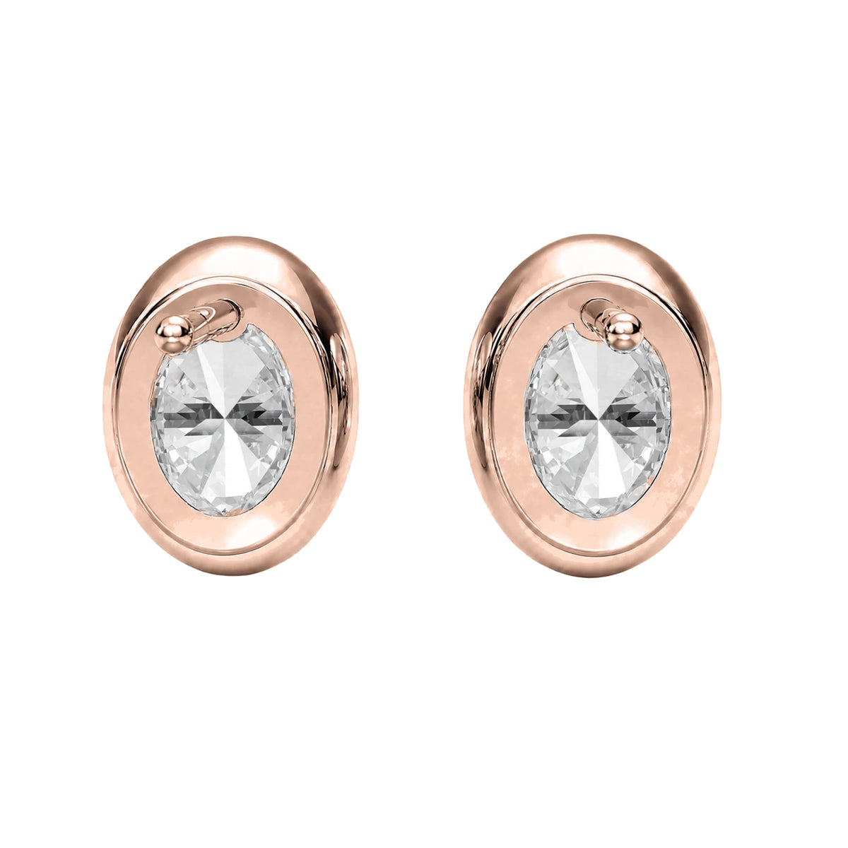 Lab-Grown Diamond Oval Bezel Stud Earrings in 14K White Gold or 14K Yellow Gold
