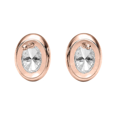 Lab-Grown Diamond Oval Bezel Stud Earrings in 14K White Gold or 14K Yellow Gold