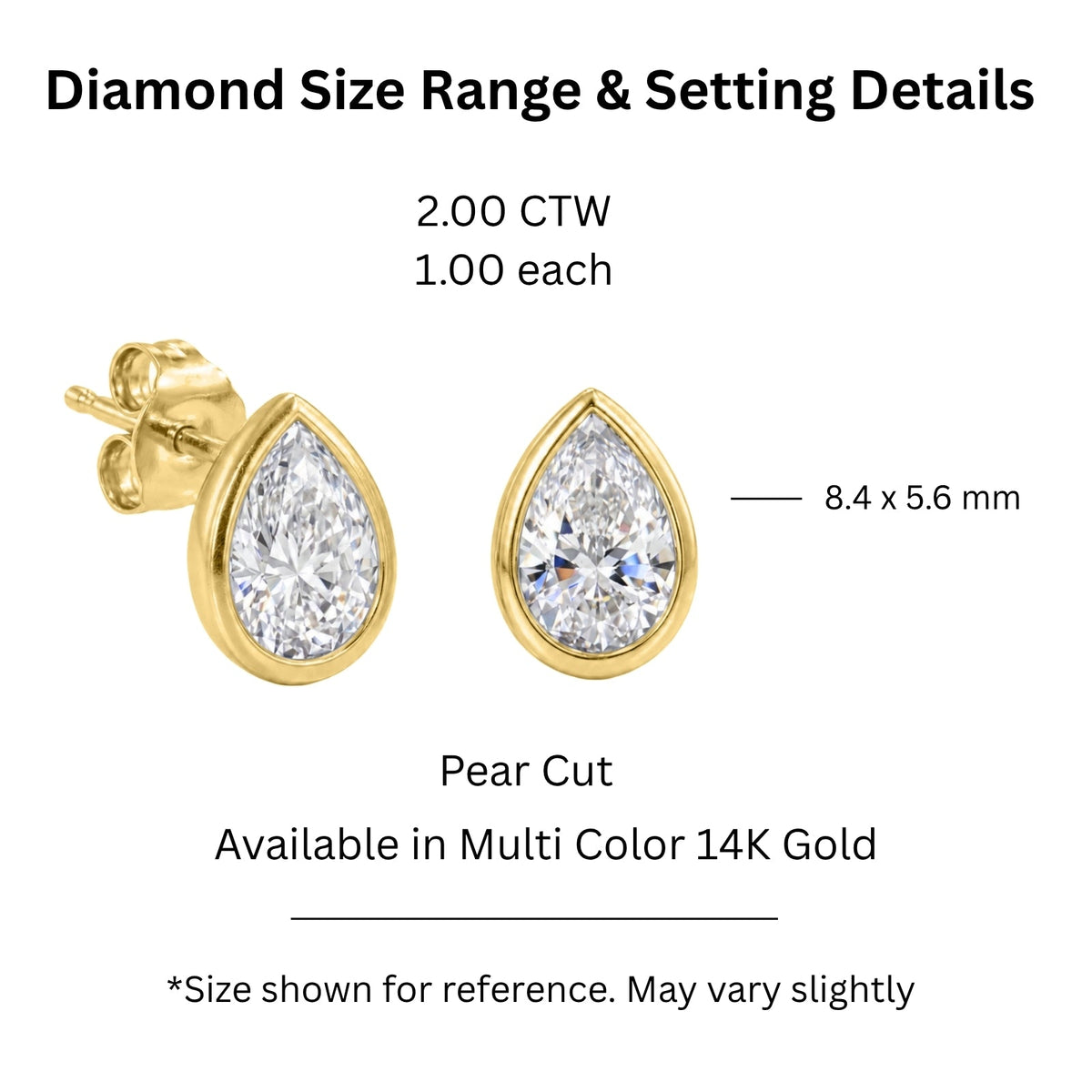 Lab-Grown Diamond Pear Bezel Stud Earrings in 14K White Gold or 14K Yellow Gold