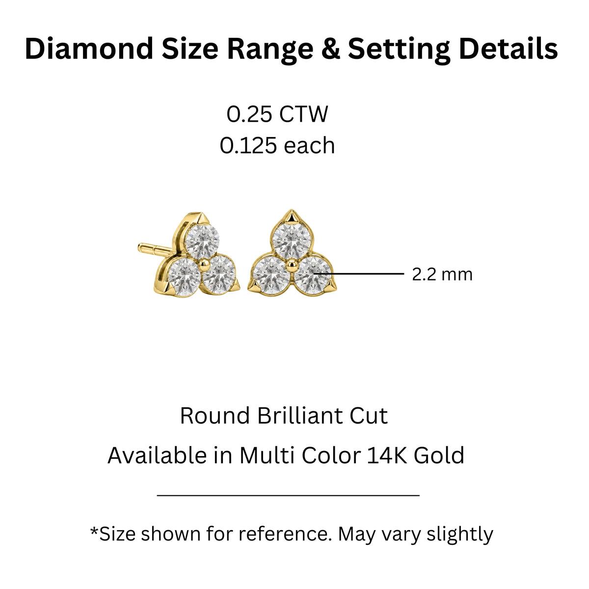 Lab-Grown Diamond Round Three-Stone Earrings in 14K White Gold or 14K Yellow Gold