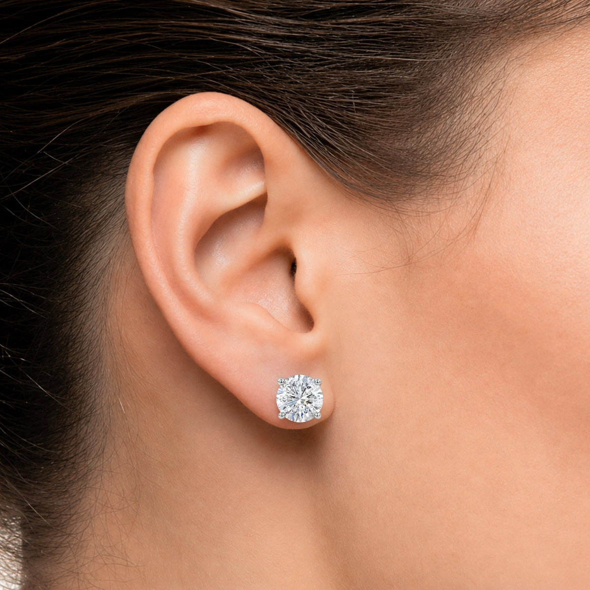 1 ct. T.W. Lab-Grown Diamond Round Stud Earrings in Sterling Silver