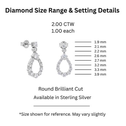 2 ct. T.W. Lab-Grown Diamond Round Drop Earrings in Sterling Silver or 14K Gold over Silver