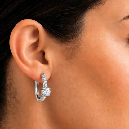 2 ct. T.W. Lab-Grown Diamond Round Hoop Earrings in Sterling Silver or 14K Gold over Silver
