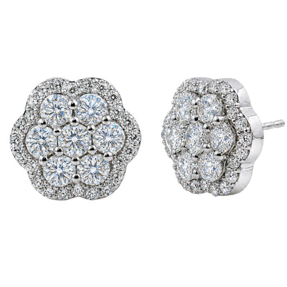 3 ct. T.W. Lab-Grown Diamond Round Cluster Earrings in Sterling Silver or 14K Gold over Silver