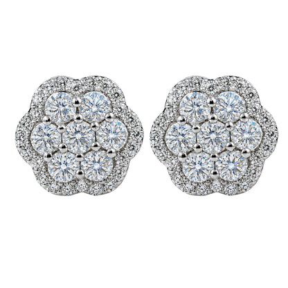 3 ct. T.W. Lab-Grown Diamond Round Cluster Earrings in Sterling Silver or 14K Gold over Silver