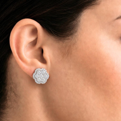 3 ct. T.W. Lab-Grown Diamond Round Cluster Earrings in Sterling Silver or 14K Gold over Silver