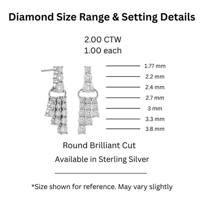 2 ct. T.W. Lab-Grown Diamond Round Drop Earrings in Sterling Silver or 14K Gold over Silver