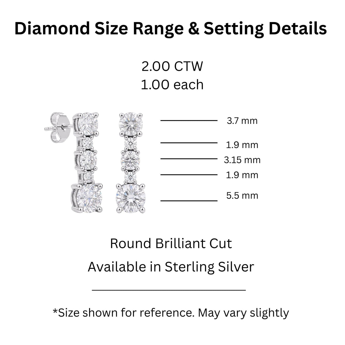 2 ct. T.W. Lab-Grown Diamond Round Drop Earrings in Sterling Silver or 14K Gold over Silver