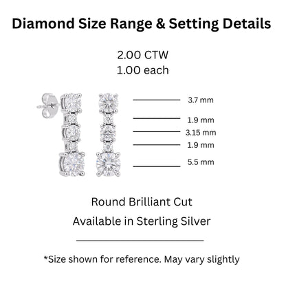 2 ct. T.W. Lab-Grown Diamond Round Drop Earrings in Sterling Silver or 14K Gold over Silver