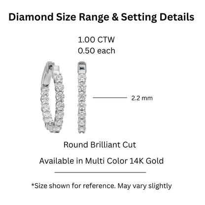 Lab-Grown Diamond Round Hoop Earrings in 14K White Gold or 14K Yellow Gold