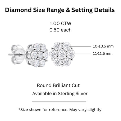 1 ct. T.W. Lab-Grown Diamond Round Stud Earrings in Sterling Silver or 14K Gold over Silver