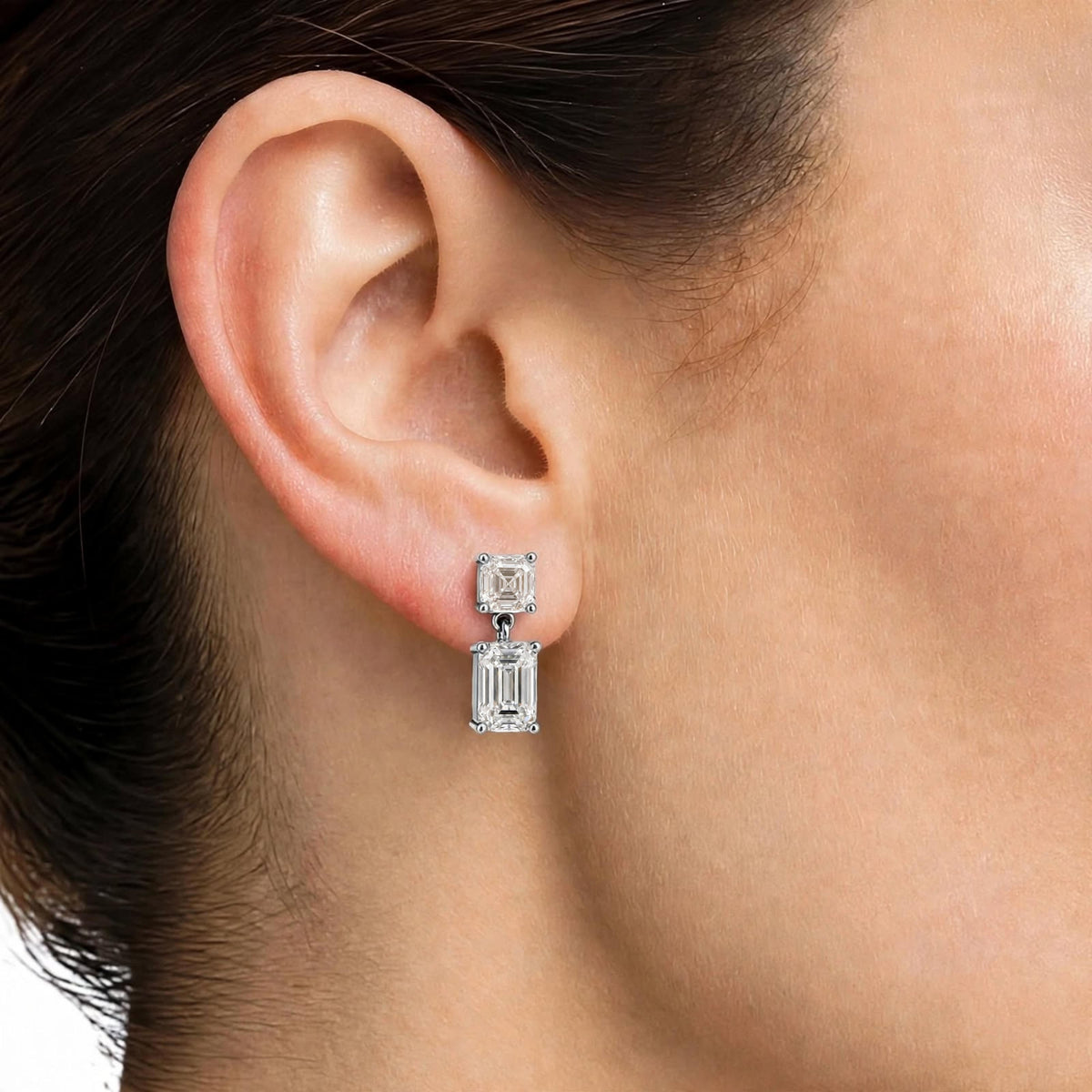 Lab-Grown Diamond Emerald-Cut & Asscher Stud Earrings in 14K White Gold or 14K Yellow Gold