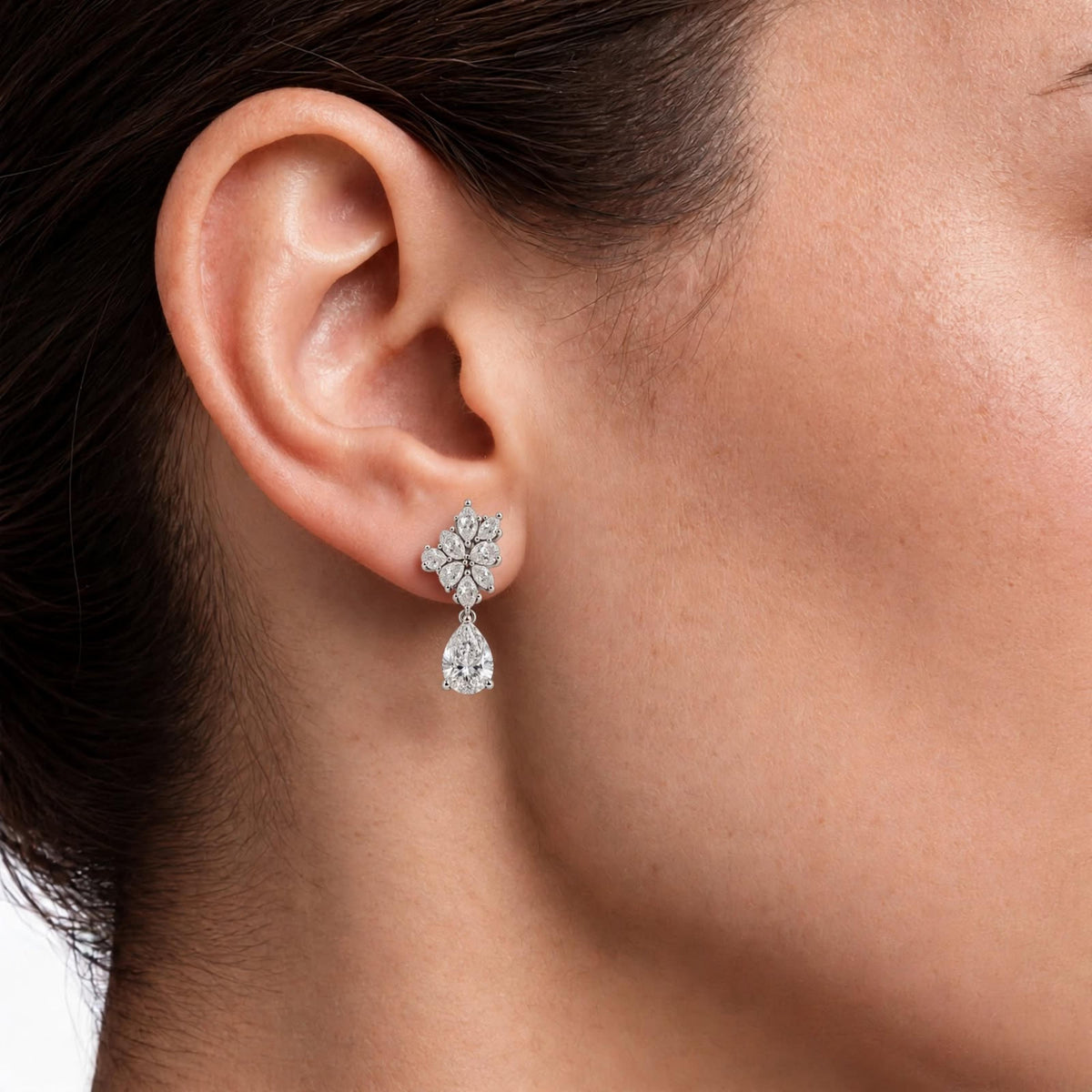 5 ct. T.W. Lab-Grown Diamond Pear-Marquise Drop Earrings in 14K White Gold or 14K Yellow Gold