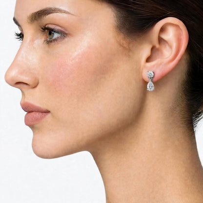Lab-Grown Diamond Round-Pear Stud Earrings in 14K White Gold or 14K Yellow Gold