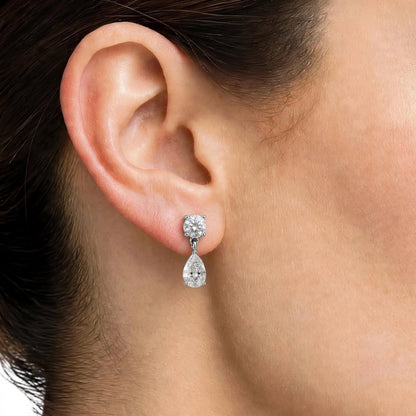 Lab-Grown Diamond Round-Pear Stud Earrings in 14K White Gold or 14K Yellow Gold