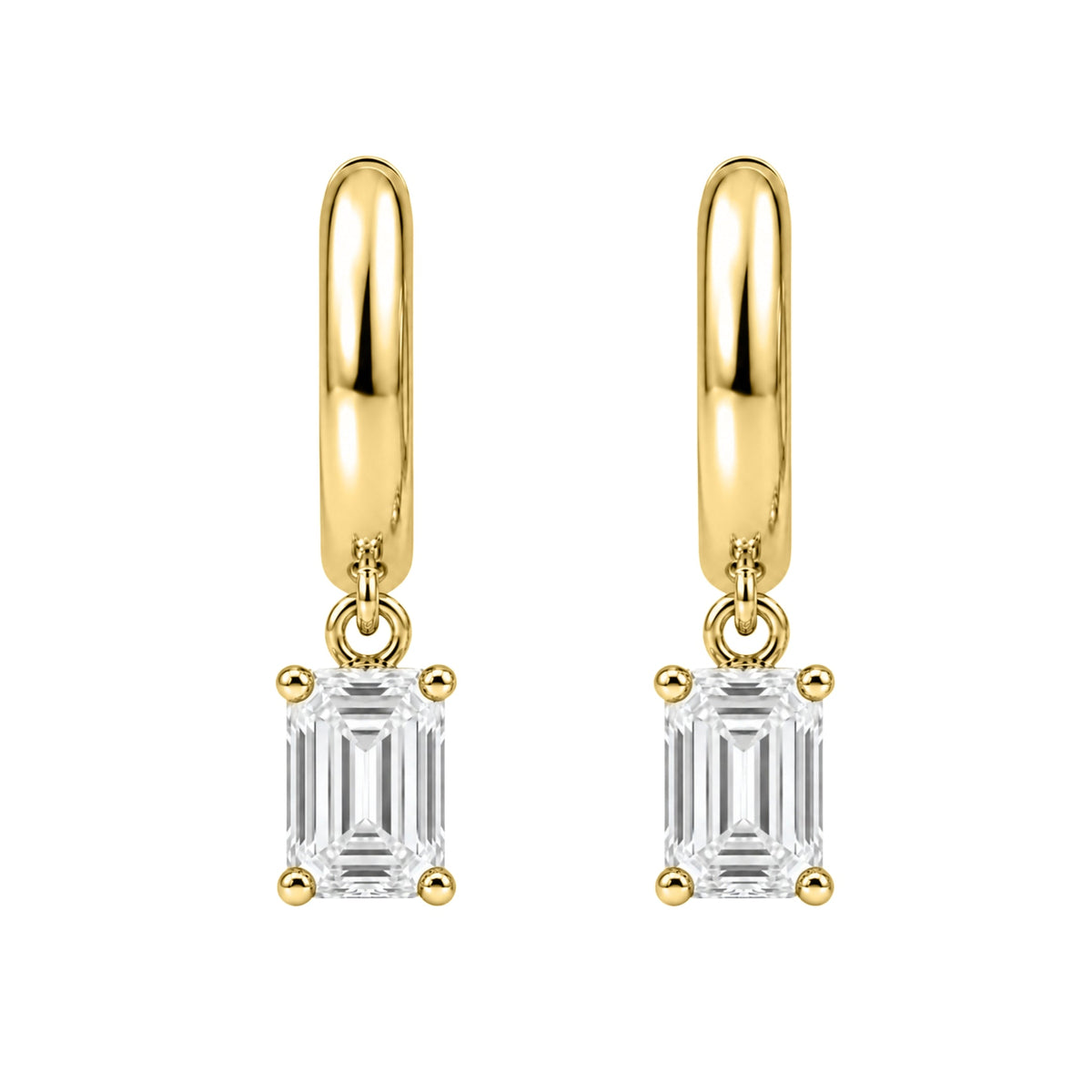 Lab-Grown Diamond Emerald-Cut Hoop Earrings in 14K White Gold or 14K Yellow Gold