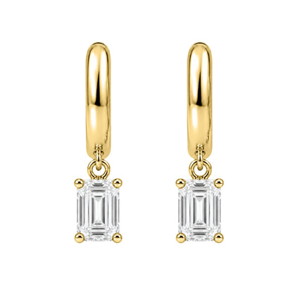 Lab-Grown Diamond Emerald-Cut Hoop Earrings in 14K White Gold or 14K Yellow Gold