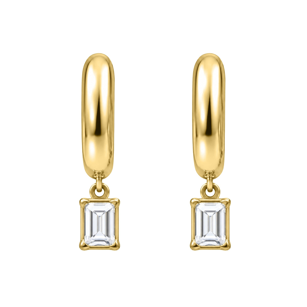 Lab-Grown Diamond Emerald-Cut Hoop Earrings in 14K White Gold or 14K Yellow Gold