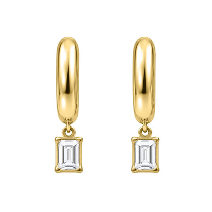 Lab-Grown Diamond Emerald-Cut Hoop Earrings in 14K White Gold or 14K Yellow Gold
