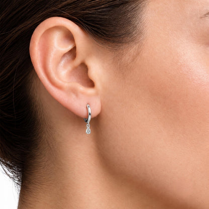 Lab-Grown Diamond Solitaire Hoop Earrings in 14K White Gold or 14K Yellow Gold