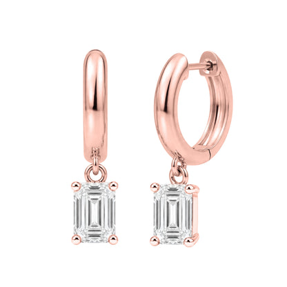 Lab-Grown Diamond Emerald-Cut Hoop Earrings in 14K White Gold or 14K Yellow Gold