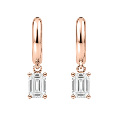 Lab-Grown Diamond Emerald-Cut Hoop Earrings in 14K White Gold or 14K Yellow Gold