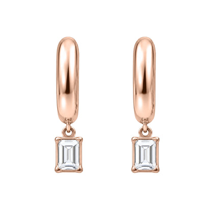 Lab-Grown Diamond Emerald-Cut Hoop Earrings in 14K White Gold or 14K Yellow Gold
