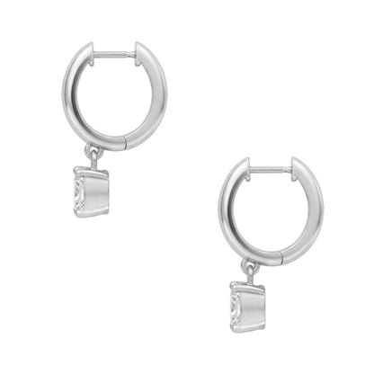Lab-Grown Diamond Princess Hoop Earrings in 14K White Gold or 14K Yellow Gold