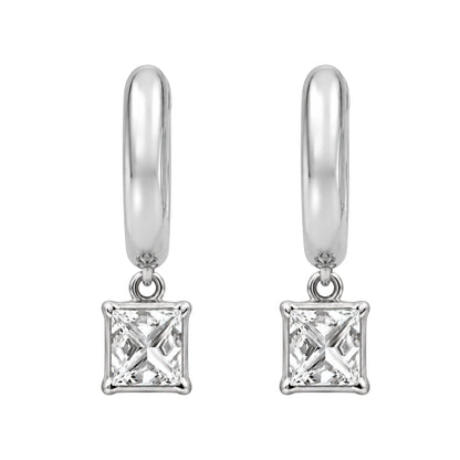 Lab-Grown Diamond Princess Hoop Earrings in 14K White Gold or 14K Yellow Gold