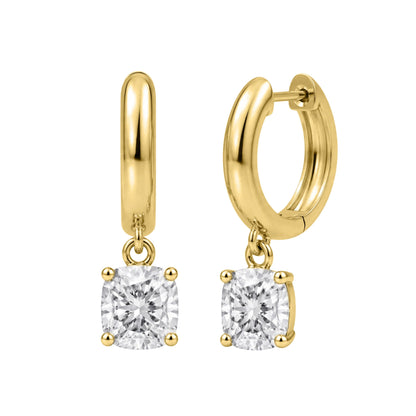 Lab-Grown Diamond Cushion Hoop Earrings in 14K White Gold or 14K Yellow Gold