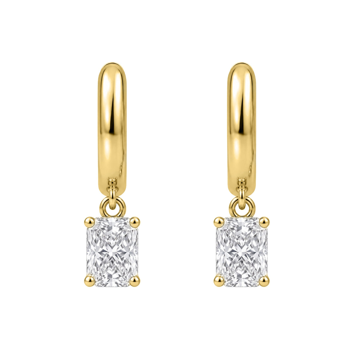 Lab-Grown Diamond Radiant Hoop Earrings in 14K White Gold or 14K Yellow Gold