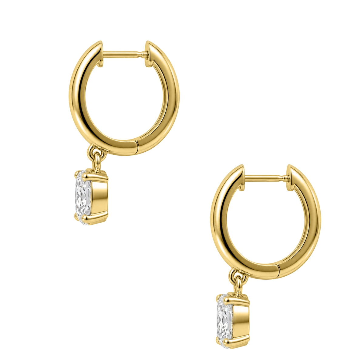 Lab-Grown Diamond Radiant Hoop Earrings in 14K White Gold or 14K Yellow Gold