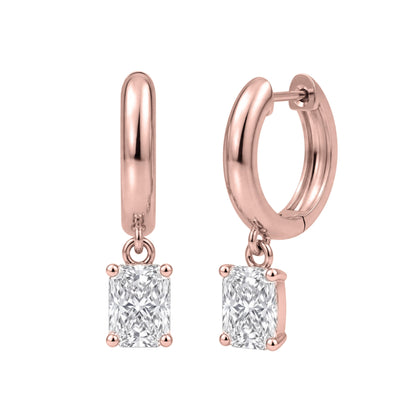 Lab-Grown Diamond Radiant Hoop Earrings in 14K White Gold or 14K Yellow Gold