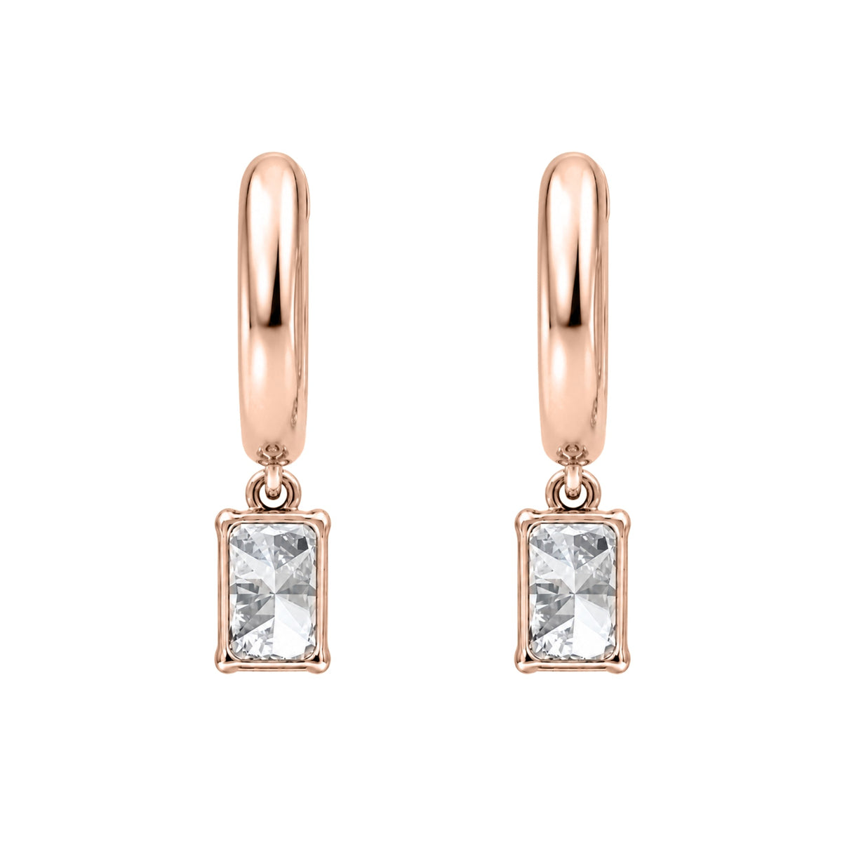 Lab-Grown Diamond Radiant Hoop Earrings in 14K White Gold or 14K Yellow Gold