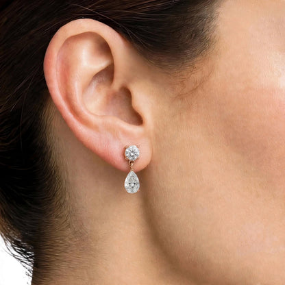 Lab-Grown Diamond Round-Pear Stud Earrings in 14K White Gold or 14K Yellow Gold
