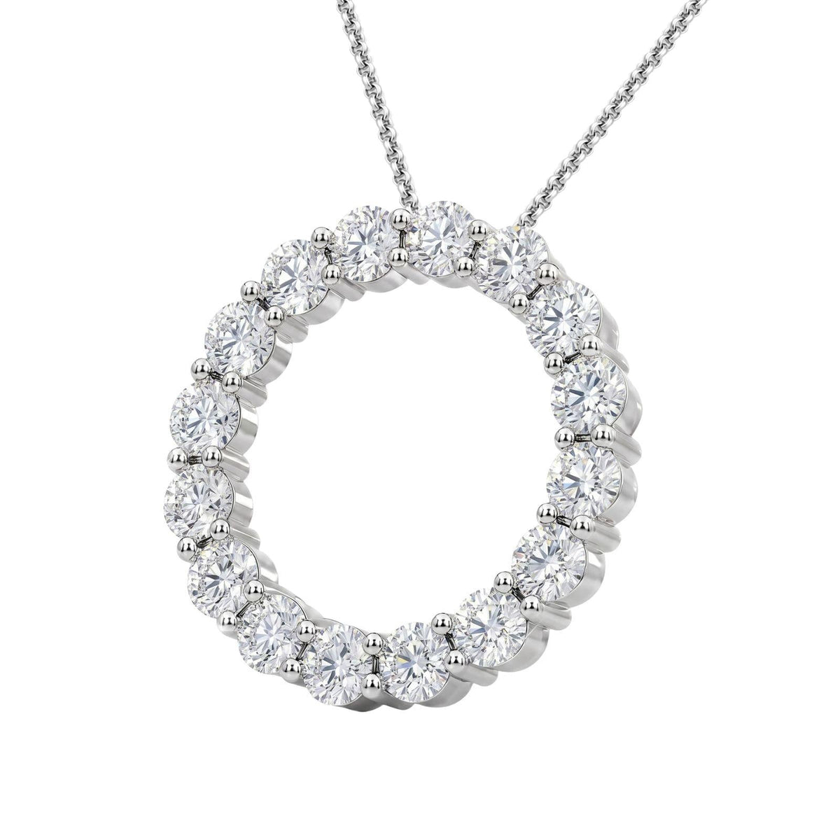 3 ct. T.W. Lab-Grown Diamond Round Pendant Necklace in Sterling Silver or 14K Gold over Silver