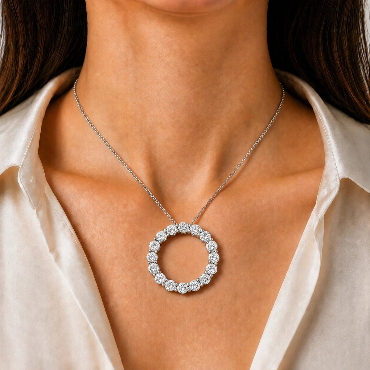 3 ct. T.W. Lab-Grown Diamond Round Pendant Necklace in Sterling Silver or 14K Gold over Silver