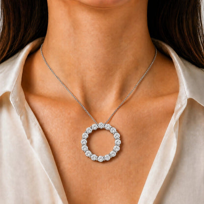 3 ct. T.W. Lab-Grown Diamond Round Pendant Necklace in Sterling Silver or 14K Gold over Silver