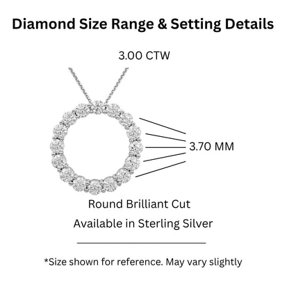 3 ct. T.W. Lab-Grown Diamond Round Pendant Necklace in Sterling Silver or 14K Gold over Silver