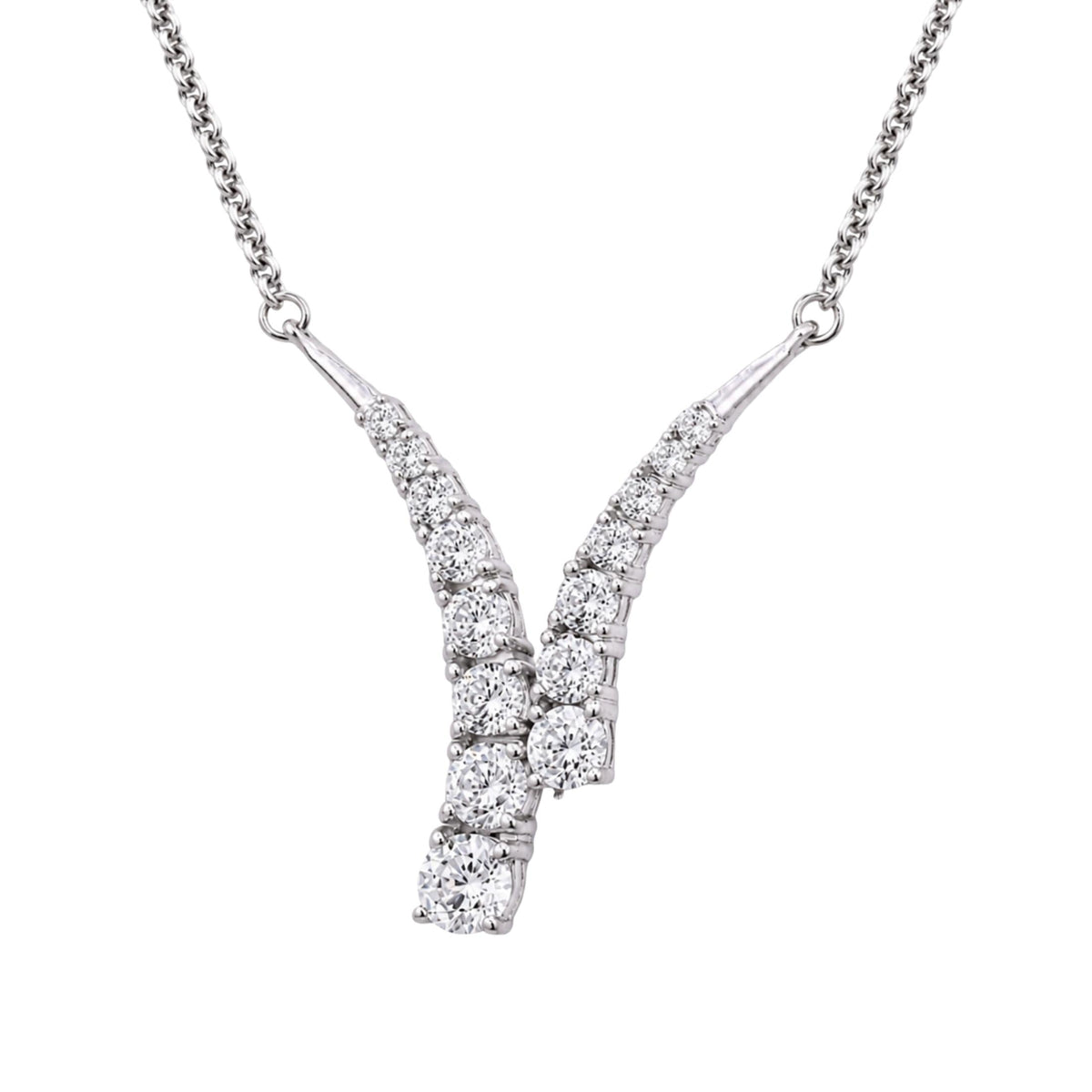 3 ct. T.W. Lab-Grown Diamond Round Y Necklace in Sterling Silver or 14K Gold over Silver