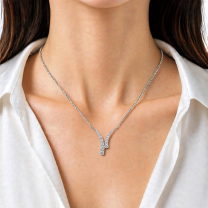 3 ct. T.W. Lab-Grown Diamond Round Y Necklace in Sterling Silver or 14K Gold over Silver