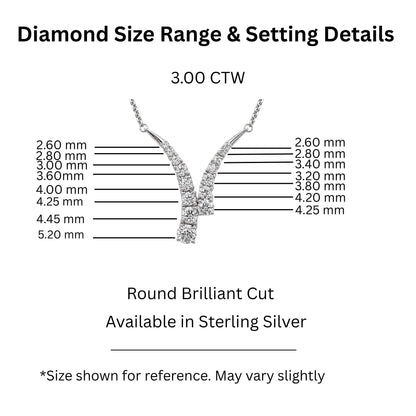 3 ct. T.W. Lab-Grown Diamond Round Y Necklace in Sterling Silver or 14K Gold over Silver