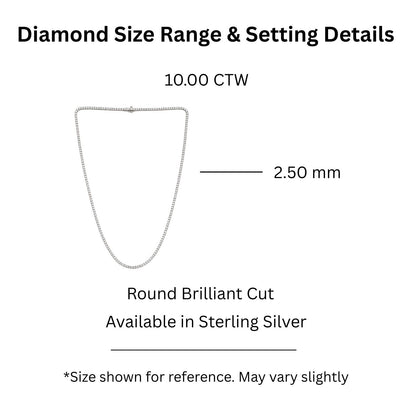 10 ct. T.W. Lab-Grown Diamond Round Tennis Necklace in Sterling Silver or 14K Gold over Silver
