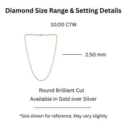 10 ct. T.W. Lab-Grown Diamond Round Tennis Necklace in Sterling Silver or 14K Gold over Silver