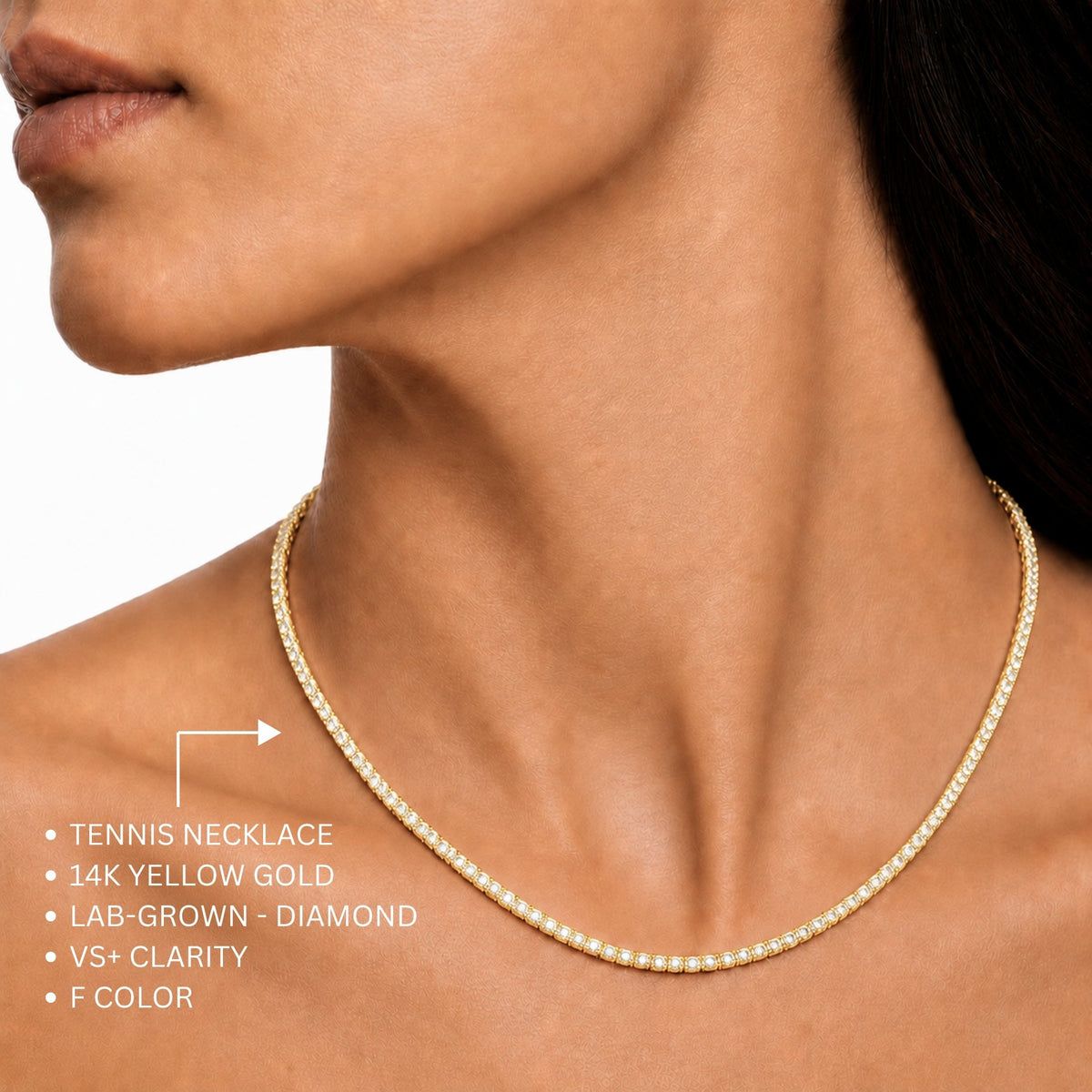 Lab-Grown Diamond Round Tennis Necklace in 14K White Gold or 14K Yellow Gold